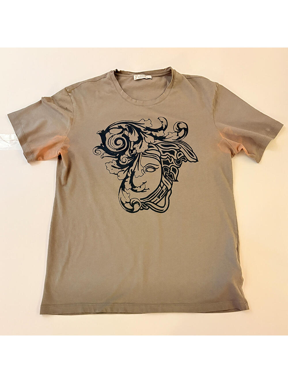 Versace Collection Beige Graphic Print T-Shirt